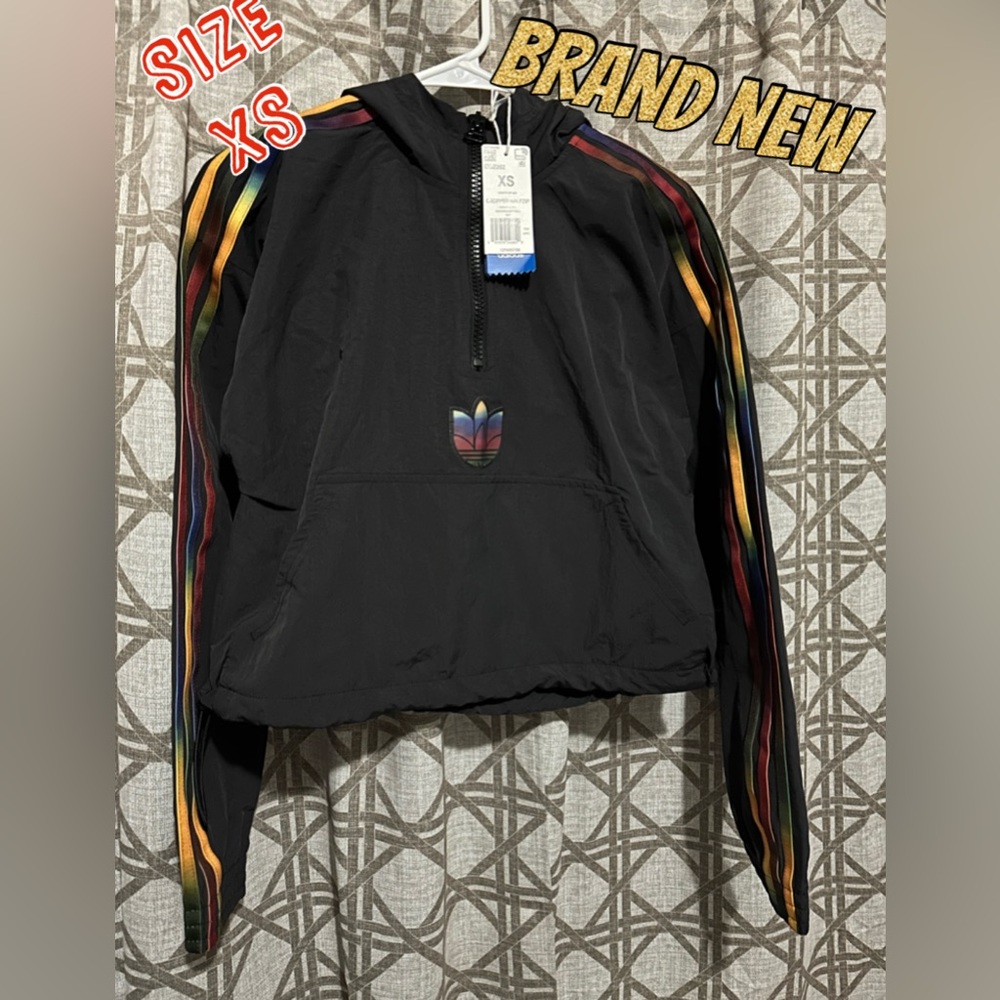 ADIDAS ORIGINALS Women's Adicolor Half-Zip Hooded Crop Top GD2262 NWT  XS